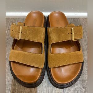 Zadig & Voltaire Cognac Brown Suede Double Strap Women Sandals Size 40